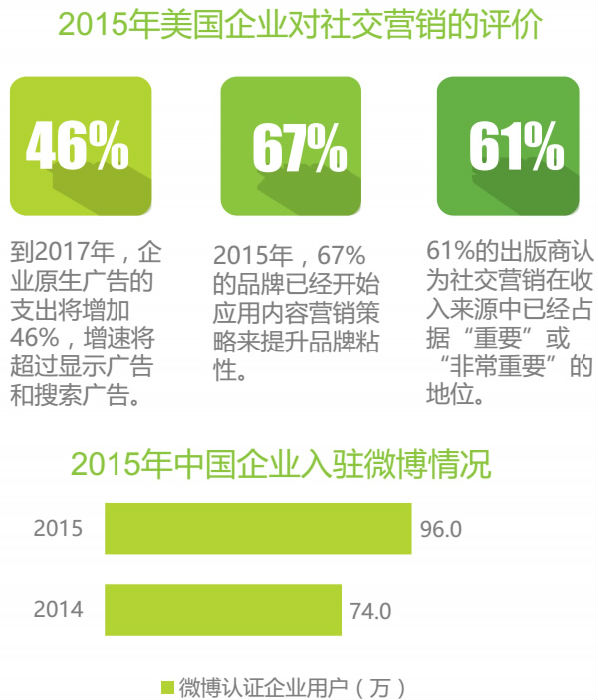 2015年美国企业对社交营销的评价